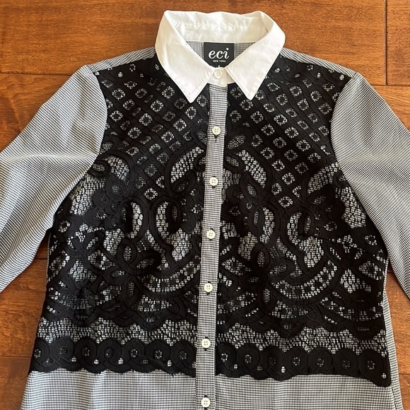 Eci New York black lace button up shirt - Picture 4 of 13